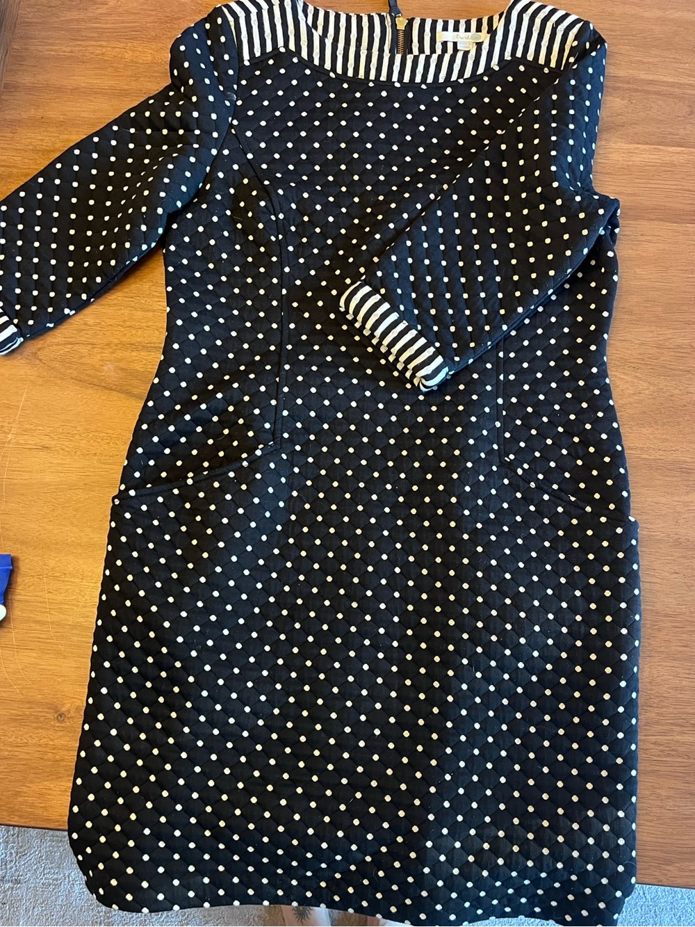 Boden Black and White Polka Dot Long Sleeve Sheath Dress